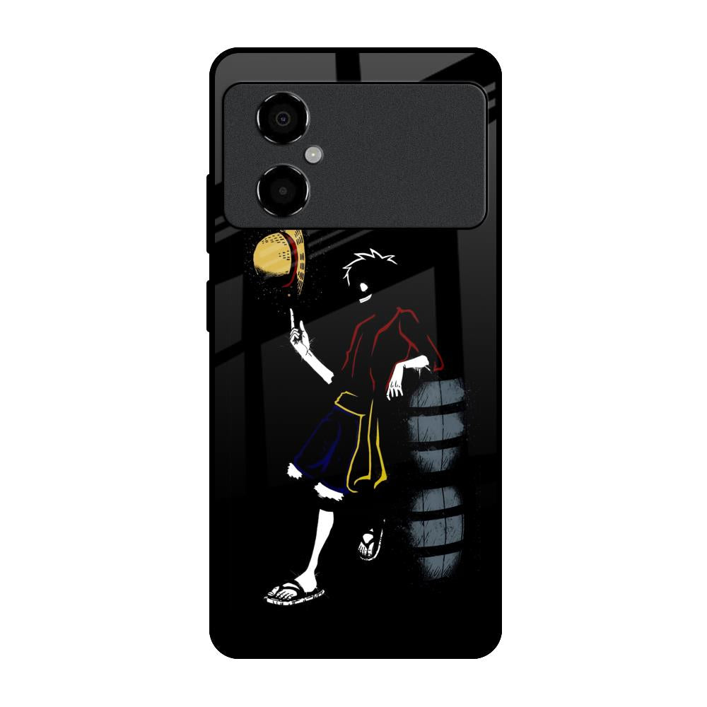 Luffy Line Art Poco M4 5G Glass Back Cover Online