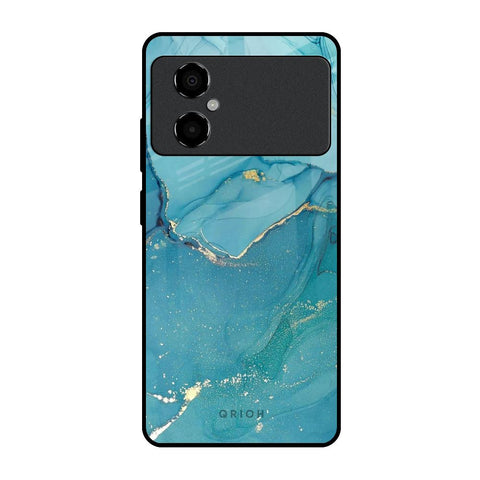 Blue Golden Glitter Poco M4 5G Glass Back Cover Online