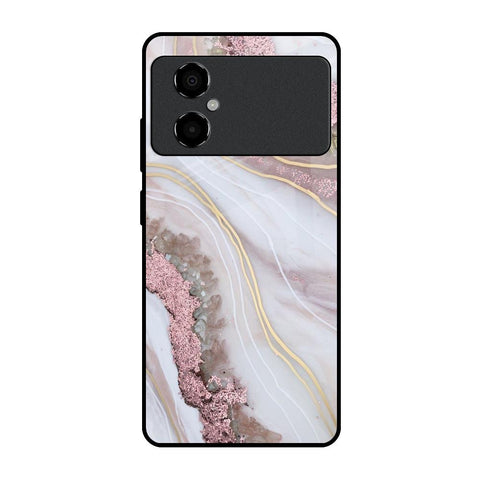 Pink & Gold Gllitter Marble Poco M4 5G Glass Back Cover Online