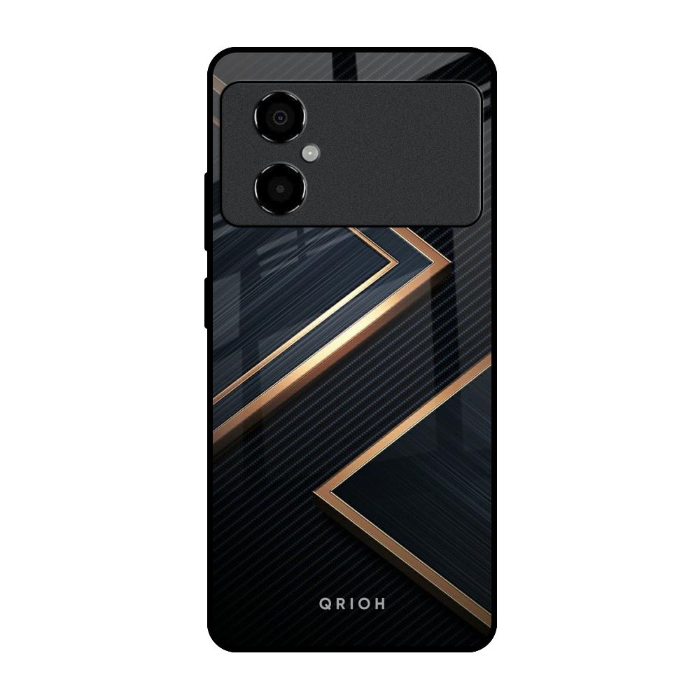 Sleek Golden & Navy Poco M4 5G Glass Back Cover Online
