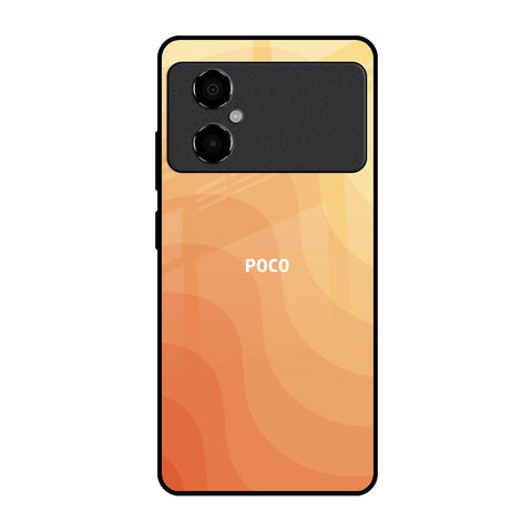 Orange Curve Pattern Poco M4 5G Glass Back Cover Online