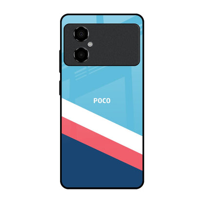Pink & White Stripes Poco M4 5G Glass Back Cover Online