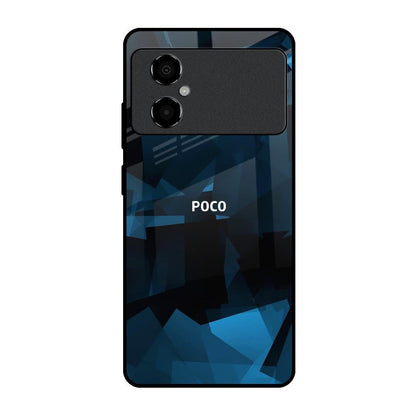 Polygonal Blue Box Poco M4 5G Glass Back Cover Online
