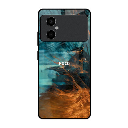 Golden Splash Poco M4 5G Glass Back Cover Online