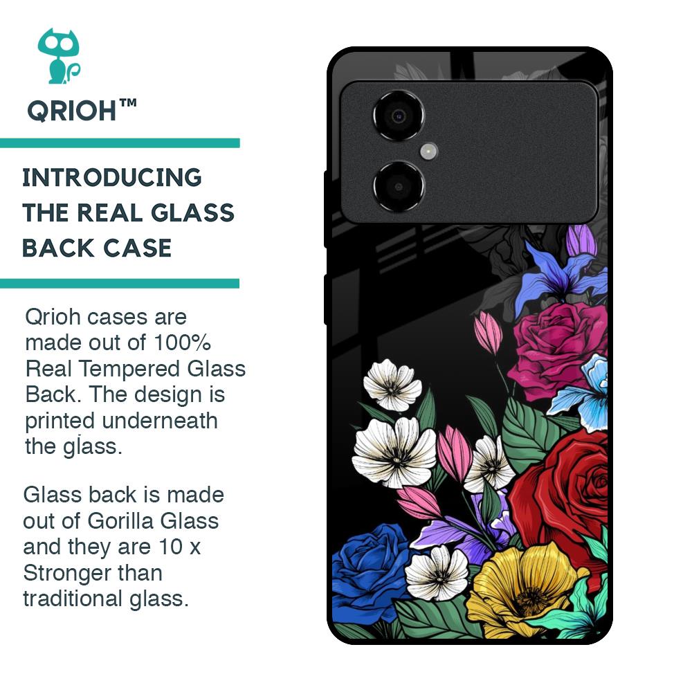 Rose Flower Bunch Art Glass Case for Poco M4 5G