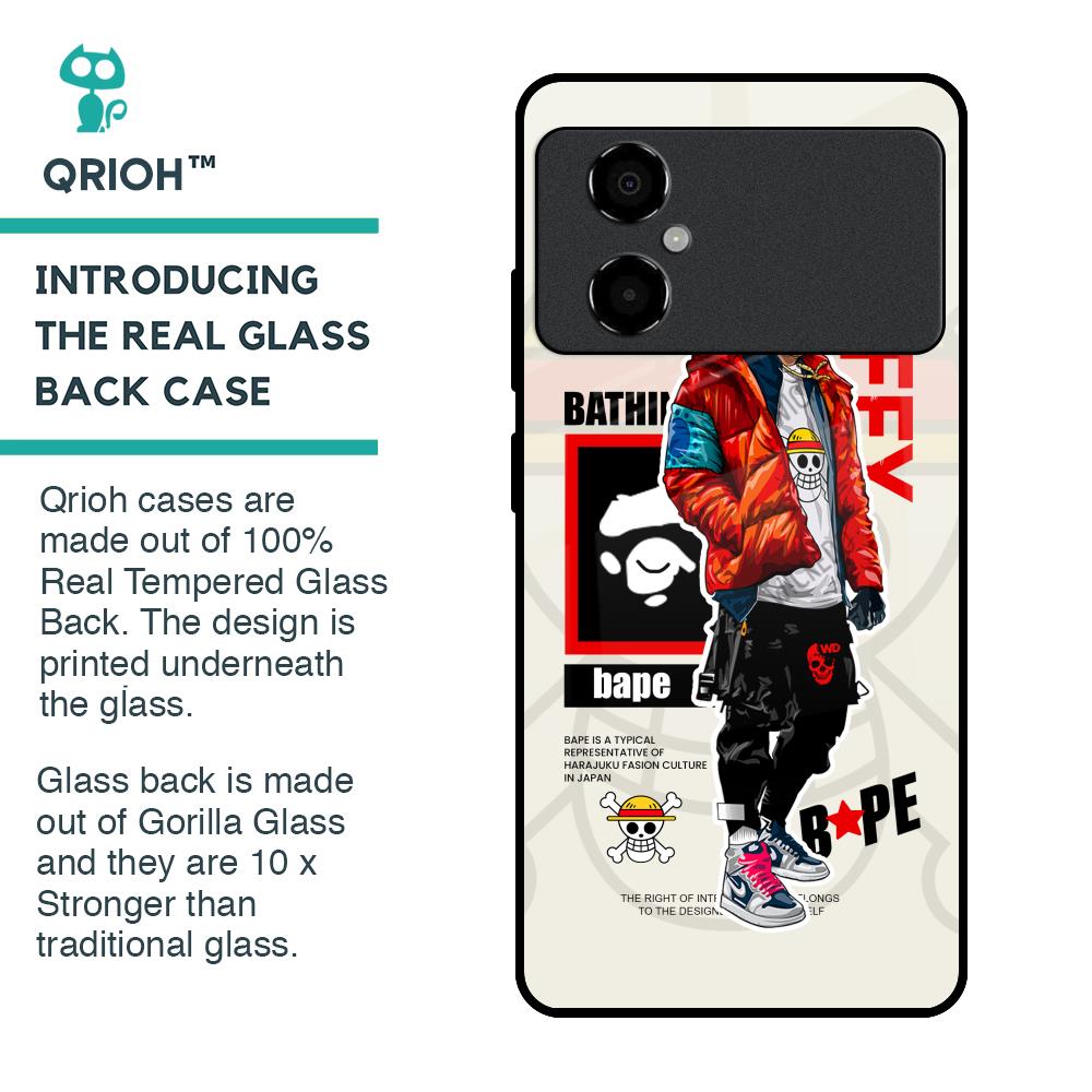 Bape Luffy Glass Case for Poco M4 5G