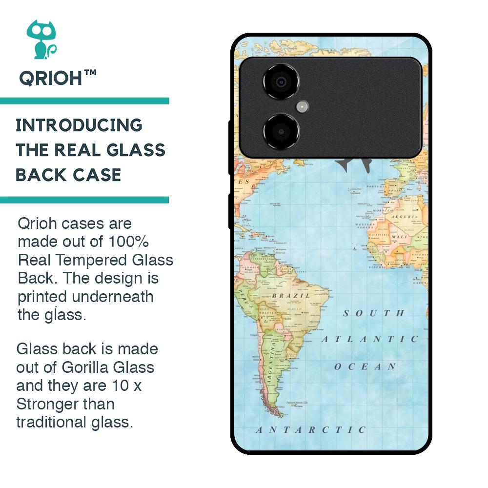 Travel Map Glass Case for Poco M4 5G