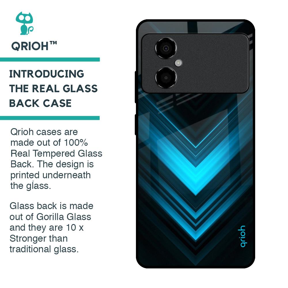 Vertical Blue Arrow Glass Case For Poco M4 5G