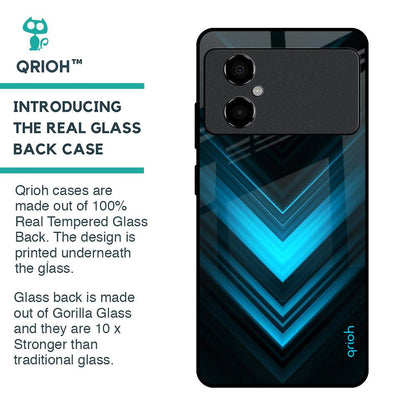 Vertical Blue Arrow Glass Case For Poco M4 5G