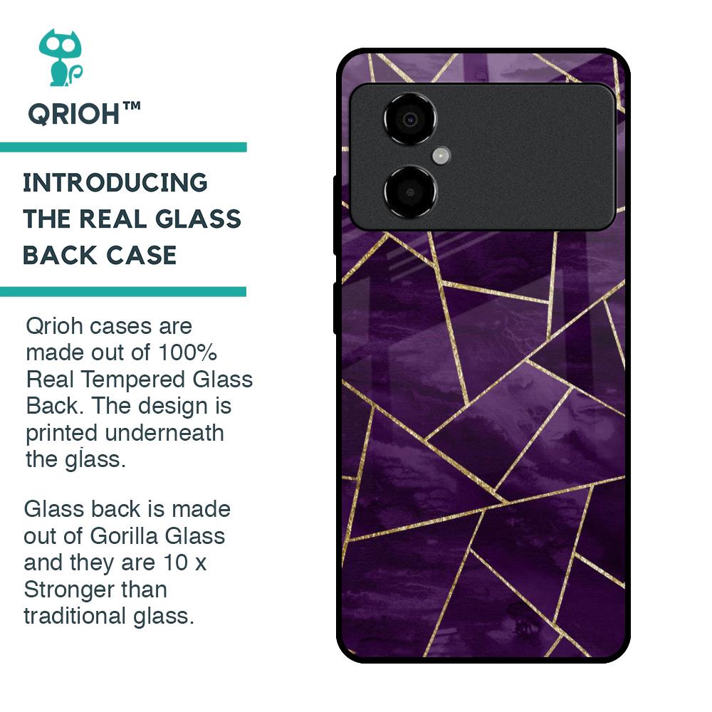 Geometric Purple Glass Case For Poco M4 5G