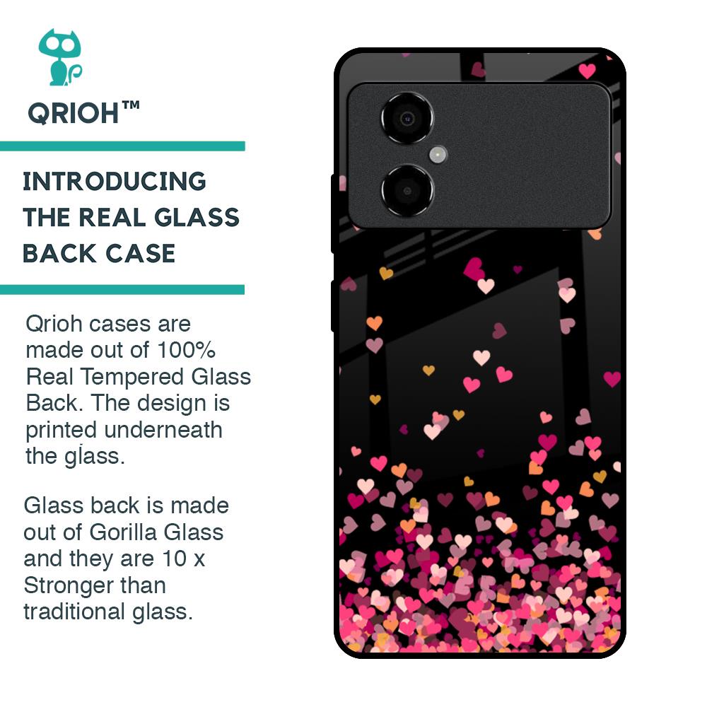 Heart Rain Fall Glass Case For Poco M4 5G