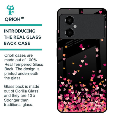 Heart Rain Fall Glass Case For Poco M4 5G