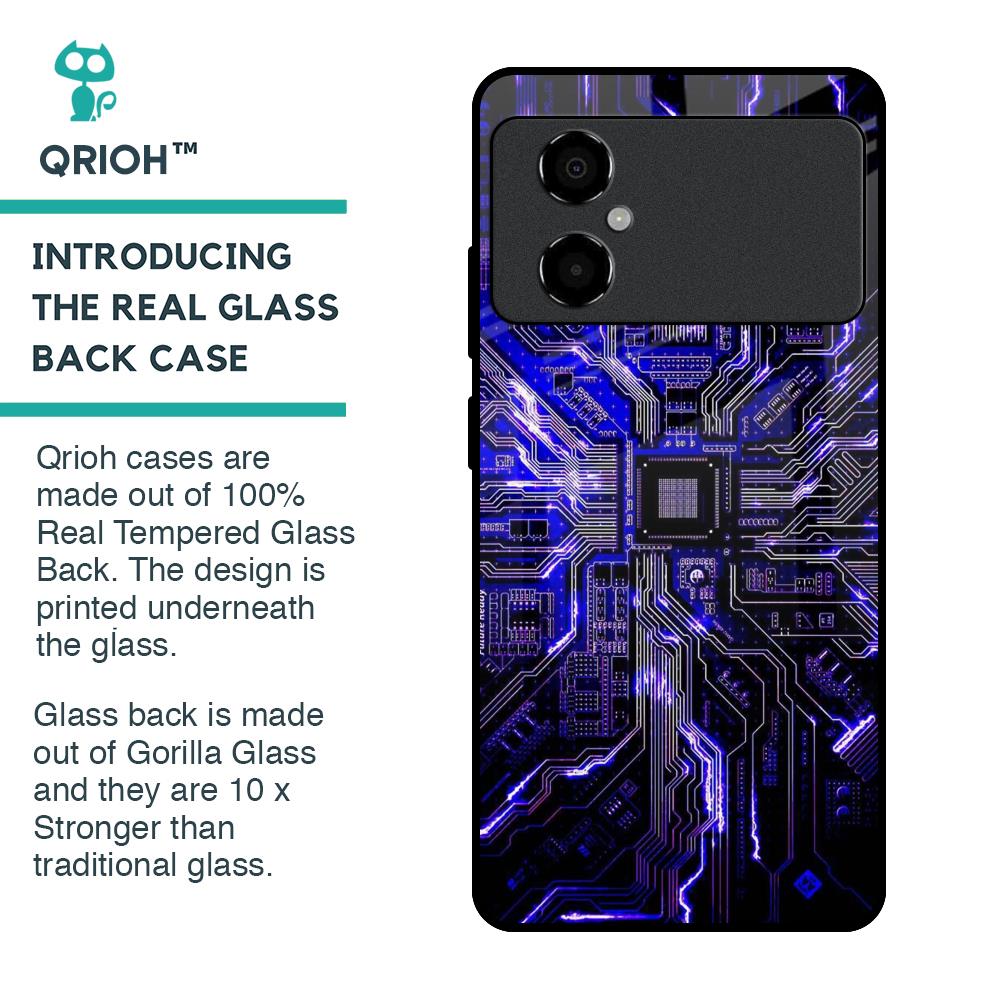 Techno Color Pattern Glass Case For Poco M4 5G