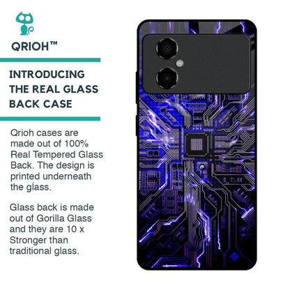 Techno Color Pattern Glass Case For Poco M4 5G