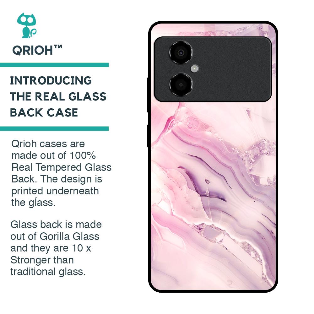Diamond Pink Gradient Glass Case For Poco M4 5G