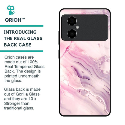 Diamond Pink Gradient Glass Case For Poco M4 5G