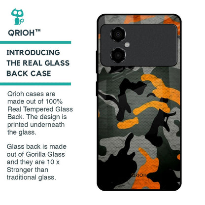 Camouflage Orange Glass Case For Poco M4 5G