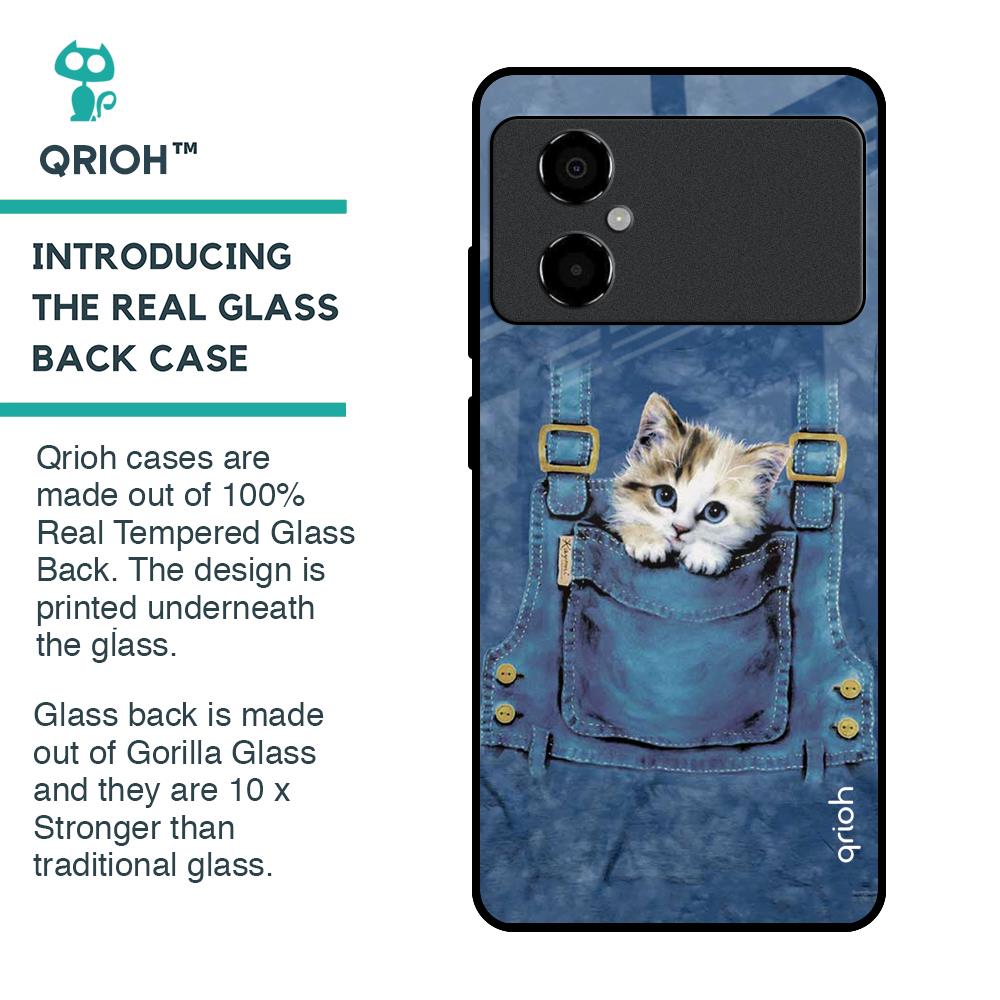 Kitty In Pocket Glass Case For Poco M4 5G
