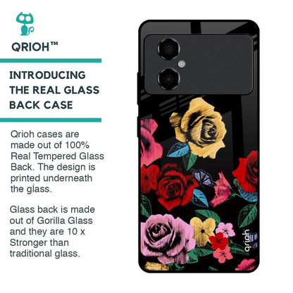 Floral Decorative Glass Case For Poco M4 5G