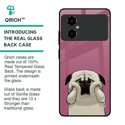 Funny Pug Face Glass Case For Poco M4 5G