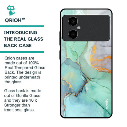 Green Marble Glass Case for Poco M4 5G