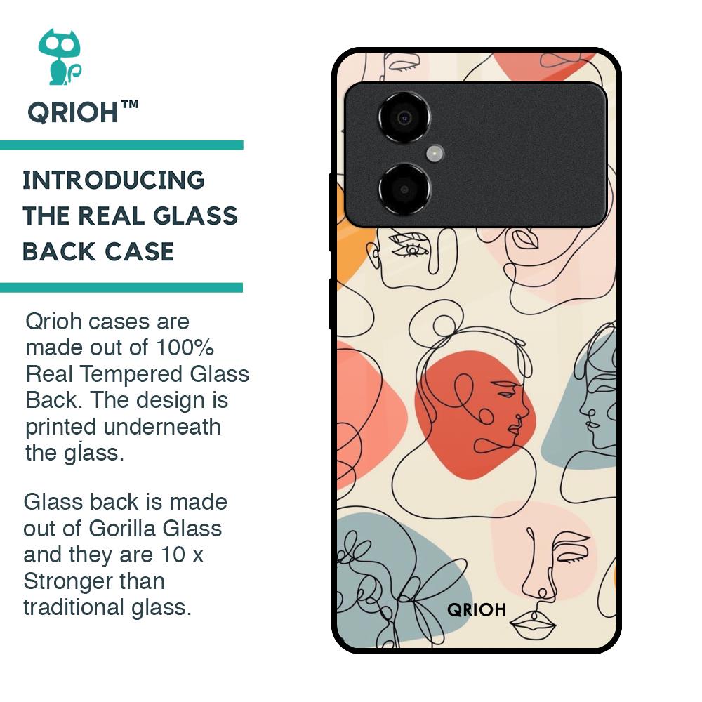Abstract Faces Glass Case for Poco M4 5G