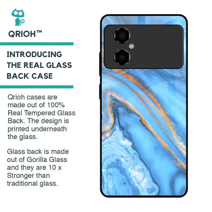 Vibrant Blue Marble Glass Case for Poco M4 5G