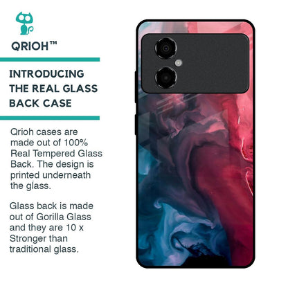 Blue & Red Smoke Glass Case for Poco M4 5G