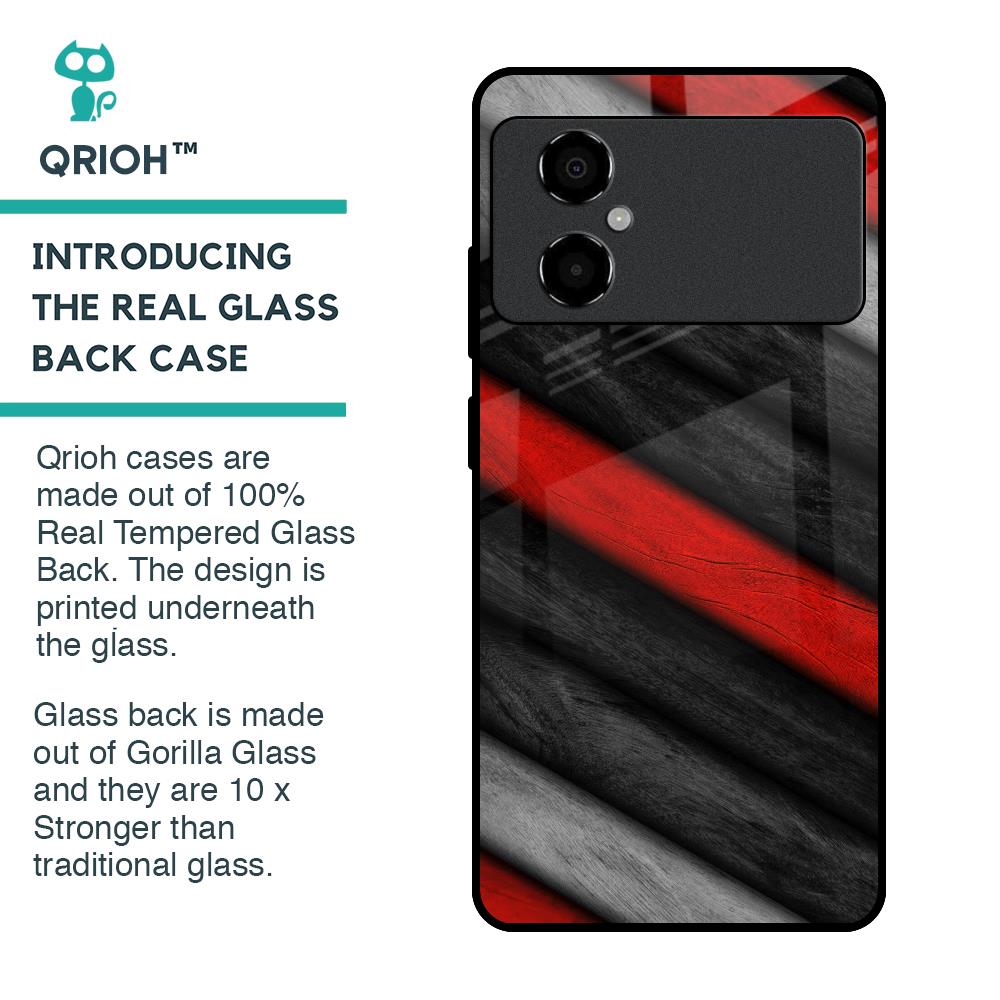 Soft Wooden Texture Glass Case for Poco M4 5G