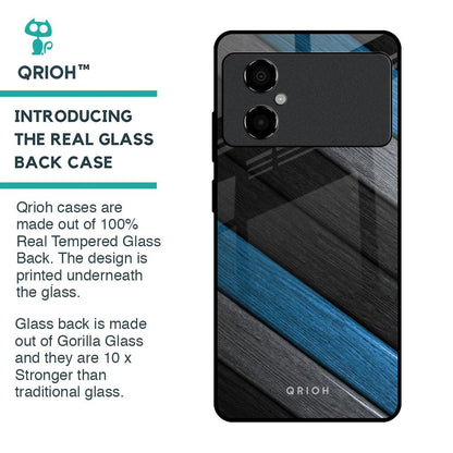 Multicolor Wooden Effect Glass Case for Poco M4 5G