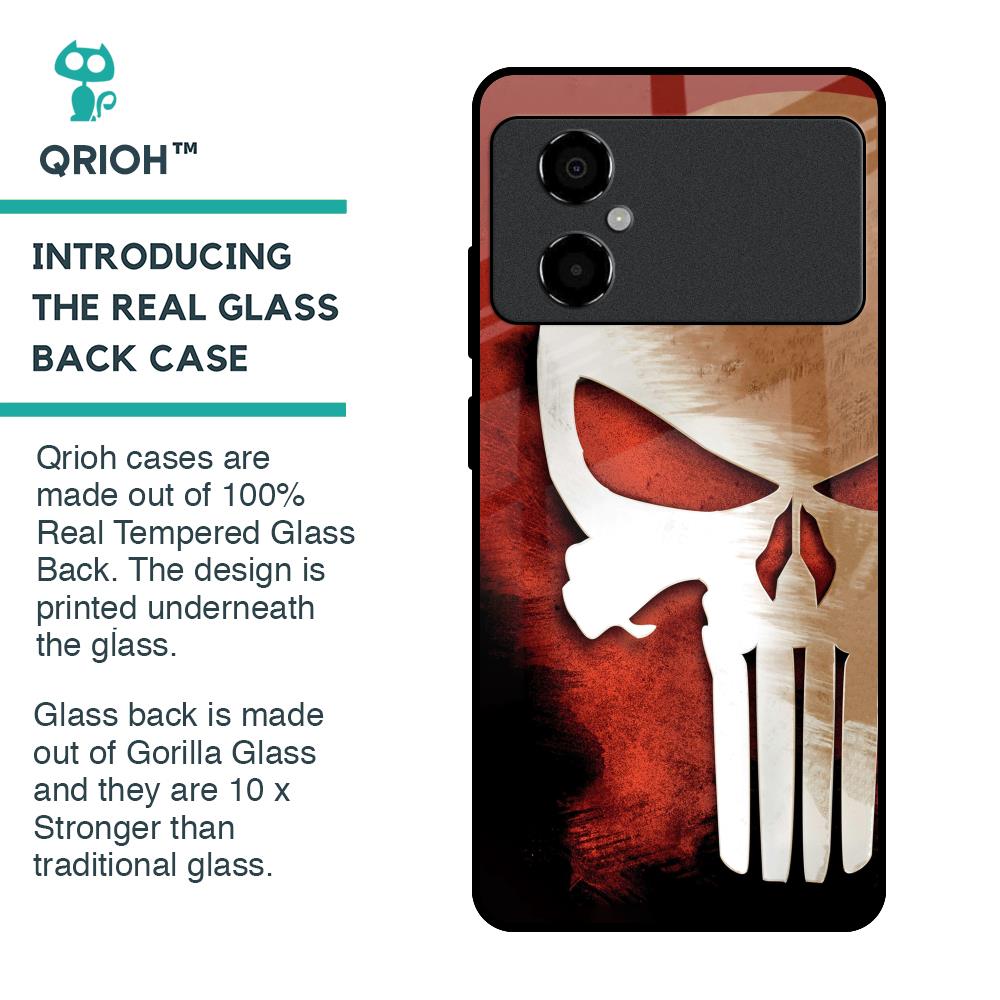 Red Skull Glass Case for Poco M4 5G