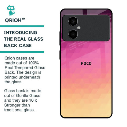 Geometric Pink Diamond Glass Case for Poco M4 5G