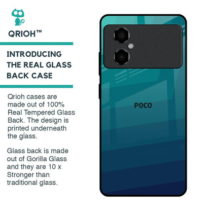 Green Triangle Pattern Glass Case for Poco M4 5G
