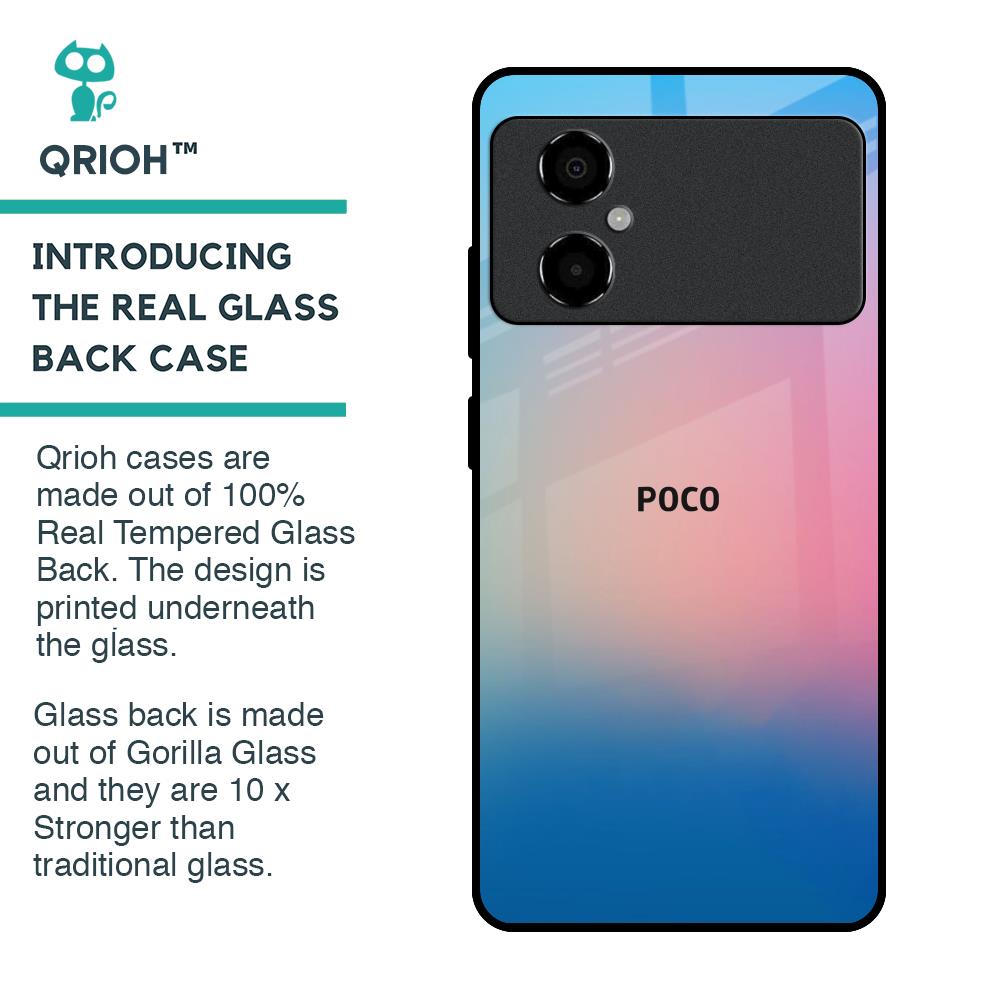 Blue & Pink Ombre Glass case for Poco M4 5G