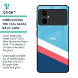 Pink & White Stripes Glass Case For Poco M4 5G