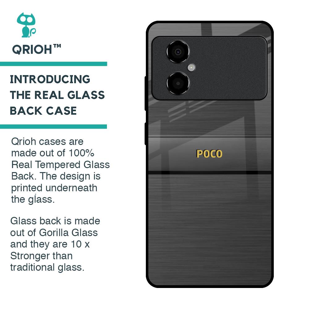 Grey Metallic Glass Case For Poco M4 5G