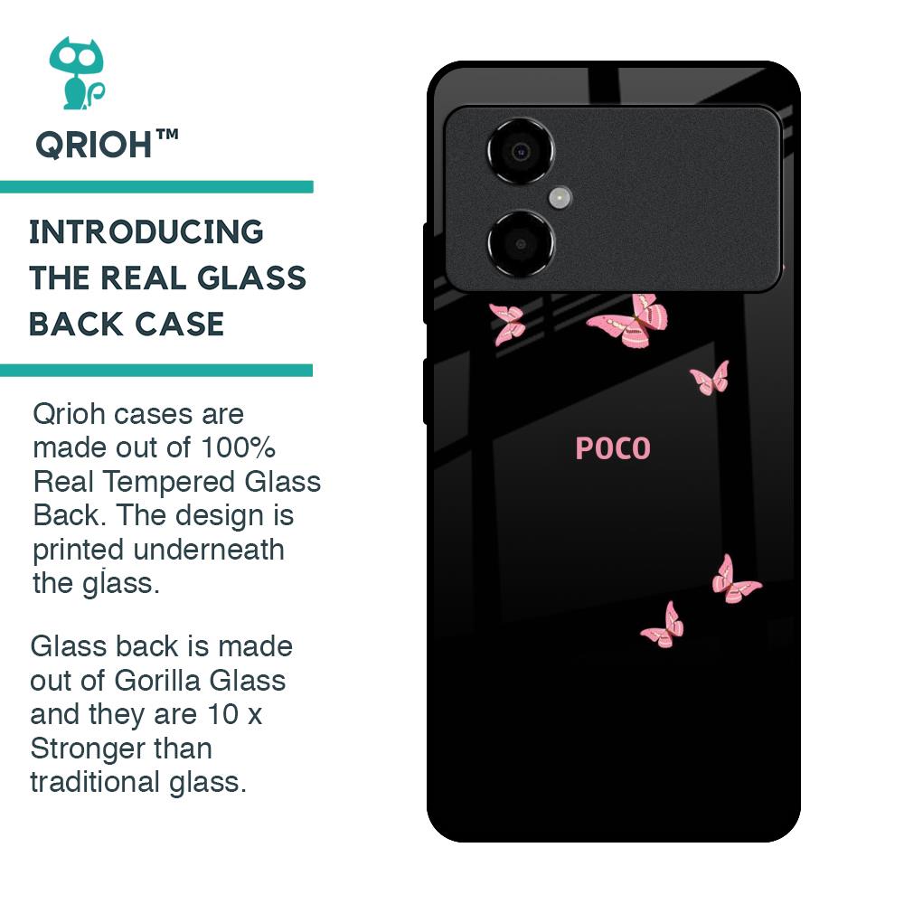 Fly Butterfly Glass Case for Poco M4 5G