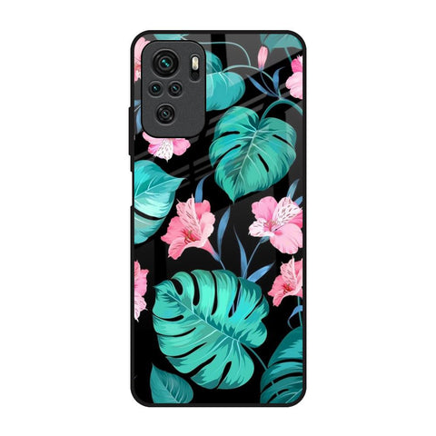 Tropical Leaves & Pink Flowers Redmi Note 11 SE Glass Back Cover Online