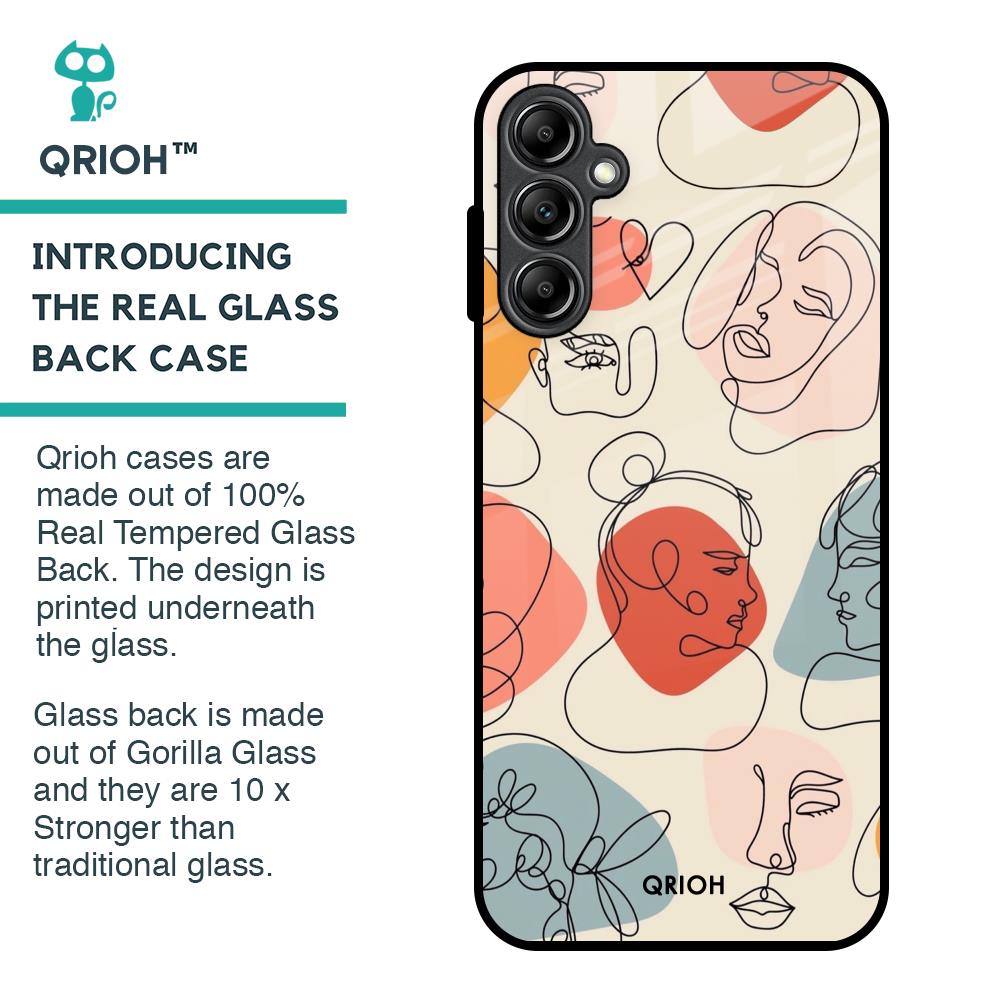 Abstract Faces Glass Case for Samsung Galaxy A14 5G