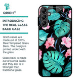Tropical Leaves & Pink Flowers Glass Case for Samsung Galaxy A14 5G