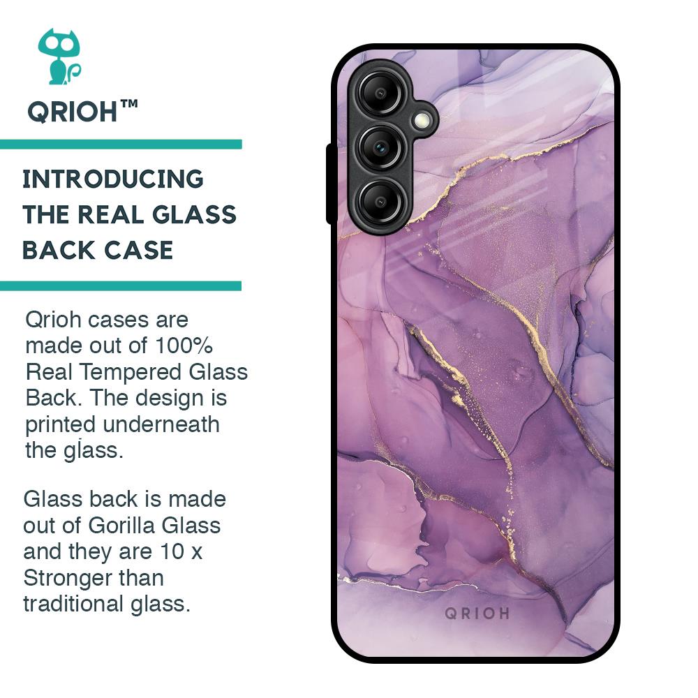 Purple Gold Marble Glass Case for Samsung Galaxy A14 5G