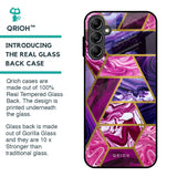 Electroplated Geometric Marble Glass Case for Samsung Galaxy A14 5G