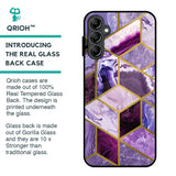 Purple Rhombus Marble Glass Case for Samsung Galaxy A14 5G