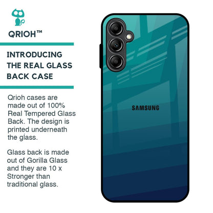Green Triangle Pattern Glass Case for Samsung Galaxy A14 5G