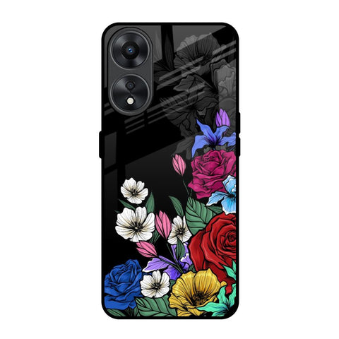 Rose Flower Bunch Art Oppo A78 5G Glass Back Cover Online