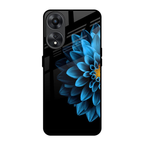 Half Blue Flower Oppo A78 5G Glass Back Cover Online