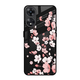 Black Cherry Blossom Oppo A78 5G Glass Back Cover Online