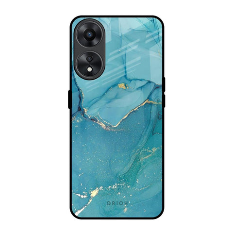 Blue Golden Glitter Oppo A78 5G Glass Back Cover Online