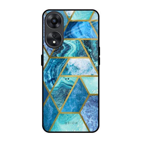 Turquoise Geometrical Marble Oppo A78 5G Glass Back Cover Online