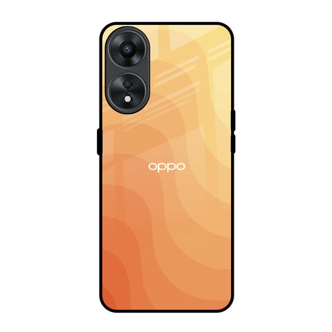 Orange Curve Pattern Oppo A78 5G Glass Back Cover Online